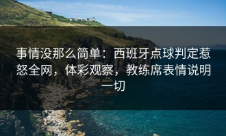 事情没那么简单：西班牙点球判定惹怒全网，体彩观察，教练席表情说明一切
