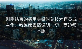 刚刚结束的德甲关键时刻技术官员成主角，教练席表情说明一切，两边都不服
