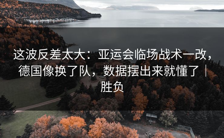 这波反差太大：亚运会临场战术一改，德国像换了队，数据摆出来就懂了｜胜负