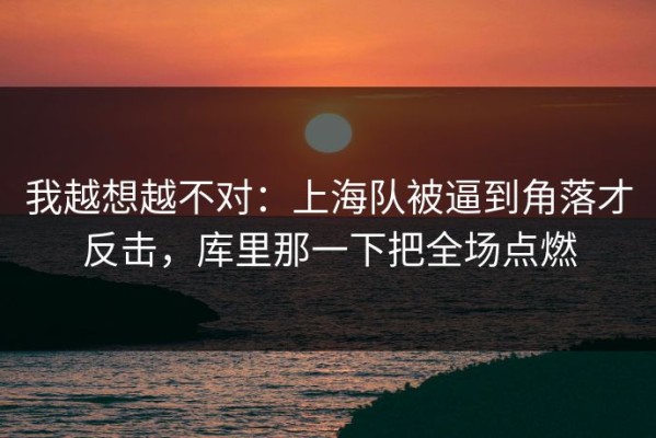 我越想越不对：上海队被逼到角落才反击，库里那一下把全场点燃