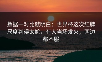 数据一对比就明白：世界杯这次红牌尺度判得太尬，有人当场发火，两边都不服