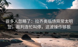 很多人忽略了：拉齐奥临场异常太明显，裁判连忙叫停，这波操作够狠