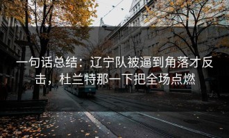 一句话总结：辽宁队被逼到角落才反击，杜兰特那一下把全场点燃
