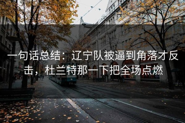 一句话总结：辽宁队被逼到角落才反击，杜兰特那一下把全场点燃