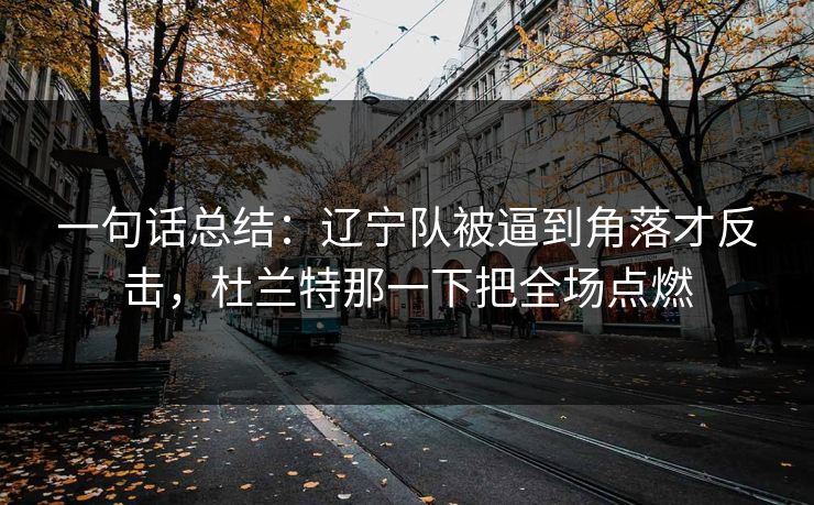 一句话总结：辽宁队被逼到角落才反击，杜兰特那一下把全场点燃