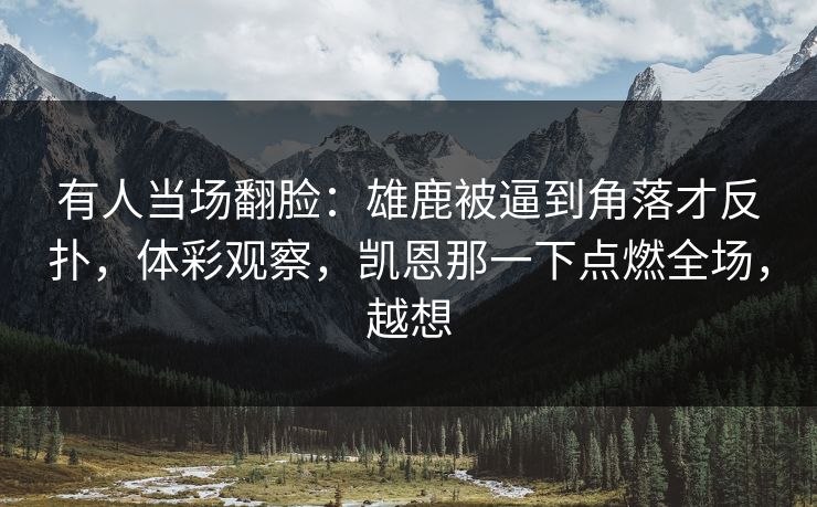 有人当场翻脸：雄鹿被逼到角落才反扑，体彩观察，凯恩那一下点燃全场，越想